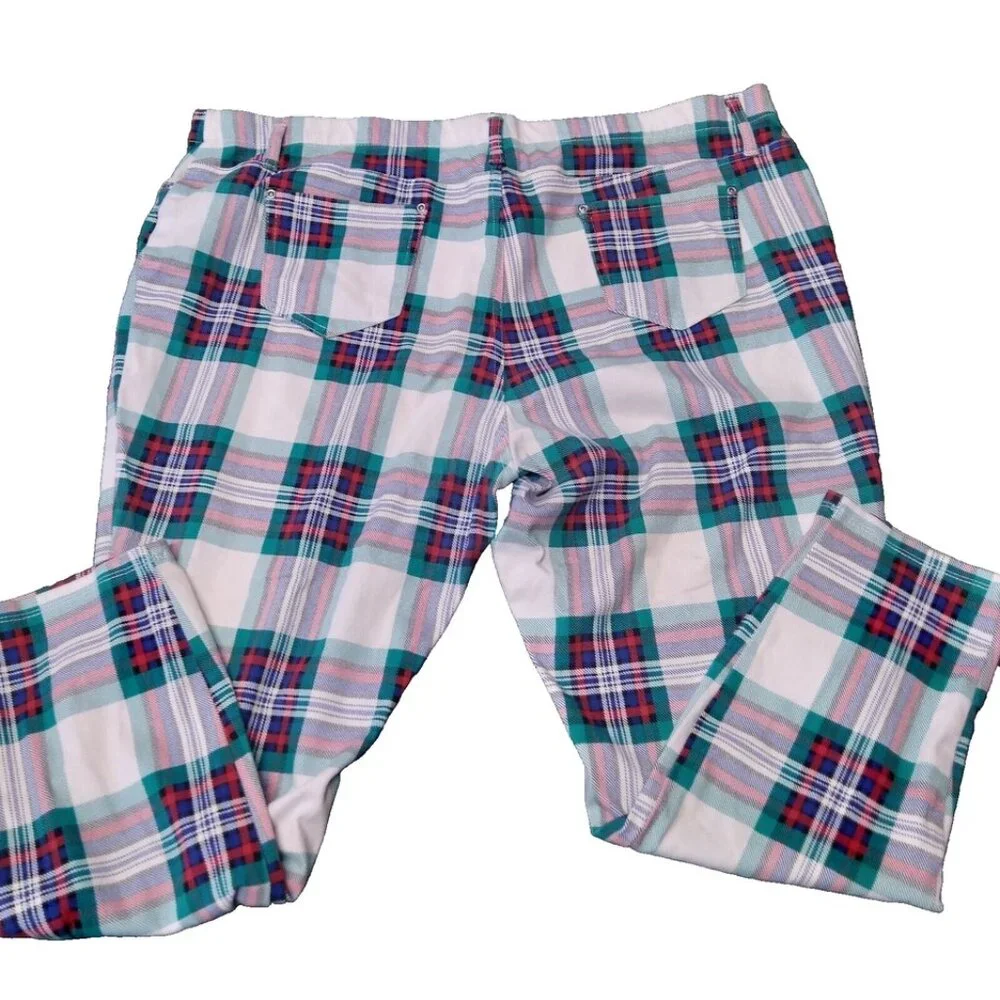 Terra & Sky white plaid jeggings size 3X (24W-26W) - Picture 4 of 12